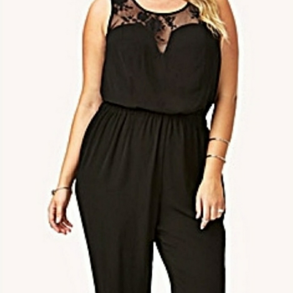 Forever21 Plus Size 3X Black Lace Jumpsuit